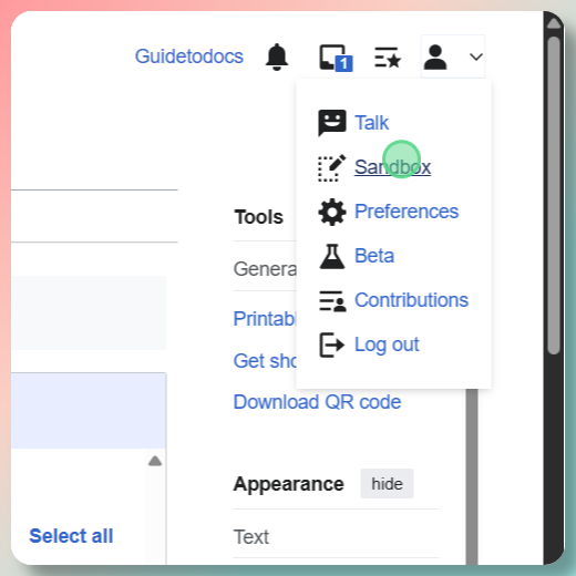 Clicking Sandbox link